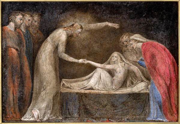Христос воскрешает дочь Иаира. Уильям Блейк