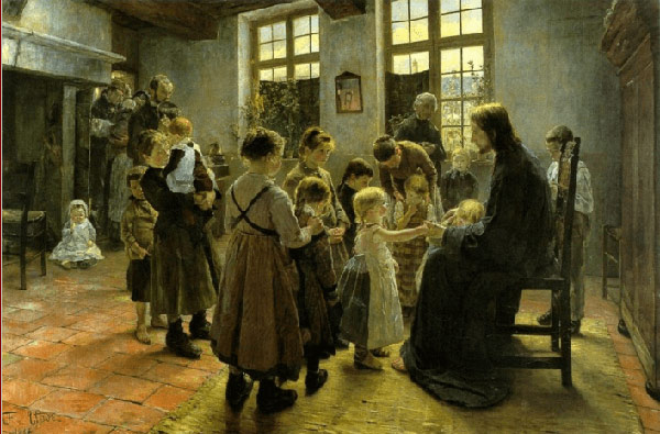 Пусть дети приходят ко мне. Фриц фон Уде, 1884 г.