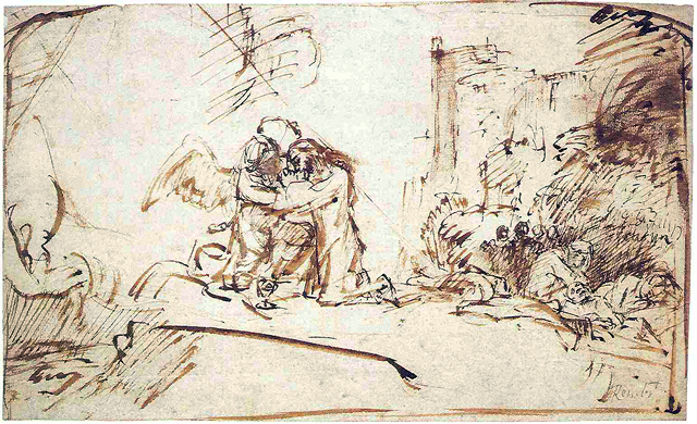 Иисус, утешаемый ангелом. Рембрандт Харменс ван Рейн