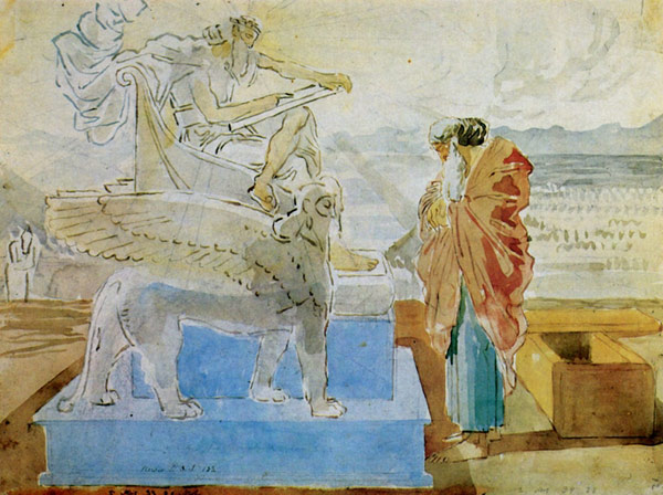 Моисей перед Богом, читающим ему заповеди на скрижалях. Иванов А.А. 1850 гг. <br> Государственная Третьяковская галерея, Москва