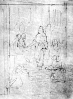 Воскрешение дочери Иаира.   Первоначальный эскиз. 1871 г. Рисунок. ГРМ.
